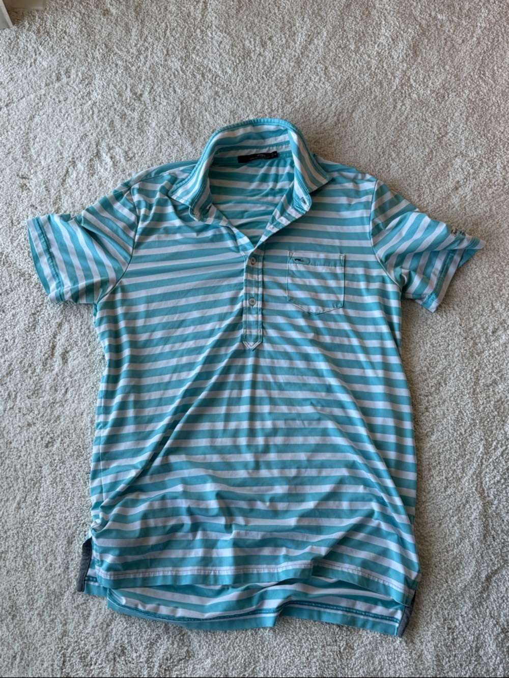 Ralph Lauren Aqua & White Striped Polo Shirt